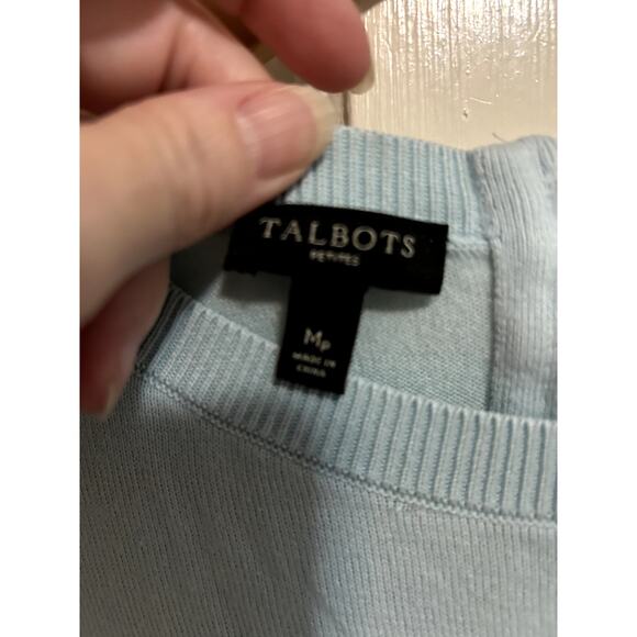 Talbots Petite Medium Light Blue Donut Spinkles Coton Blend Zipper Detail - Picture 2 of 5